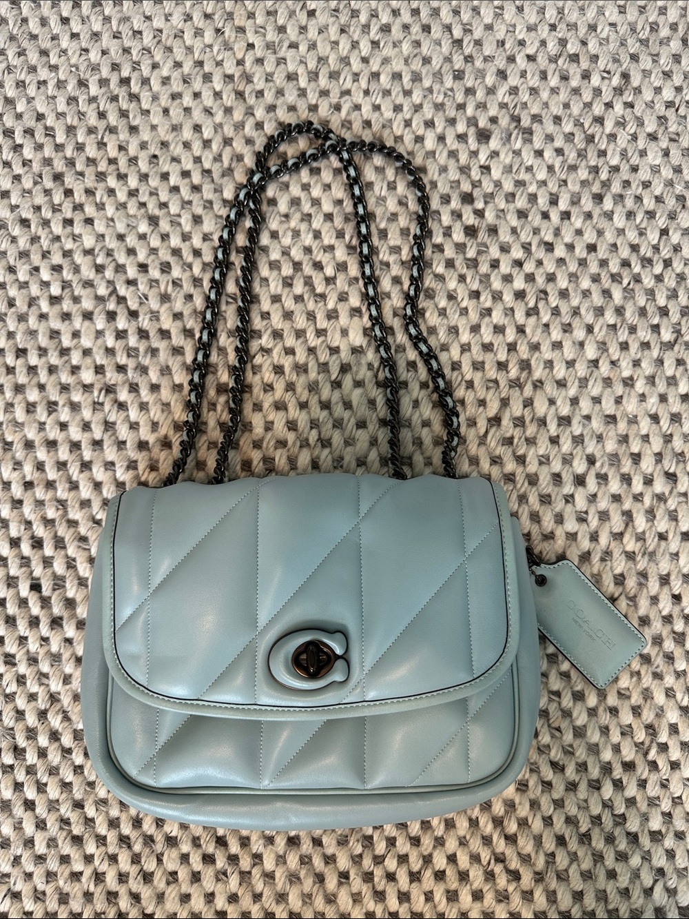 Coach Quilted Shoulder Bag in Pale Blue